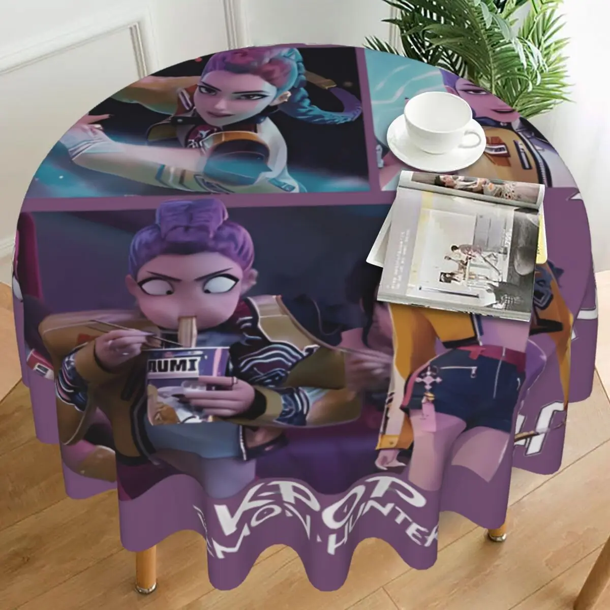 Mantel KPop Demon Hunters Huntrix Rumi, mantel redondo para cocina, comedor, cubierta de mesa, decoración de mesa impresa barata