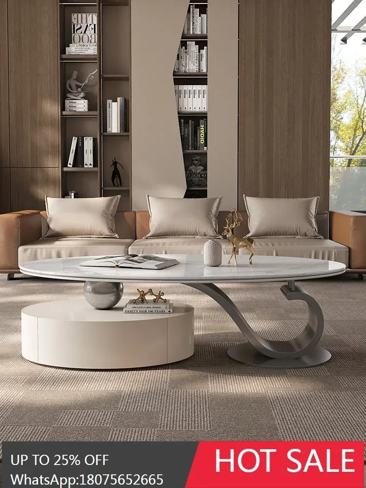 SGF high-end marble ultra-microcrystalline stone oval living room coffee table