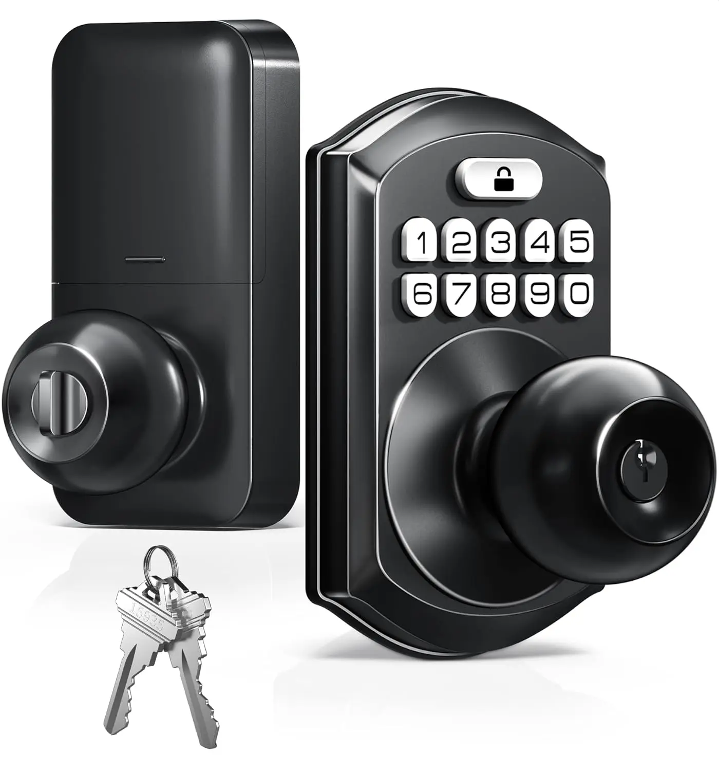 

Keyless Entry Digital Door Lock with Handle, Auto Lock, Passage Mode, Easy Install for Home Office Matte Black