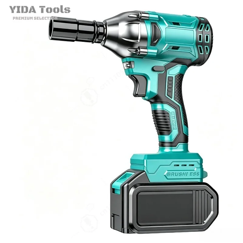 Electric Impact Wrench Large Torque Multifunctional Brushless Cordless Lithium Battery Air Cannon Universal for Shelf Worker