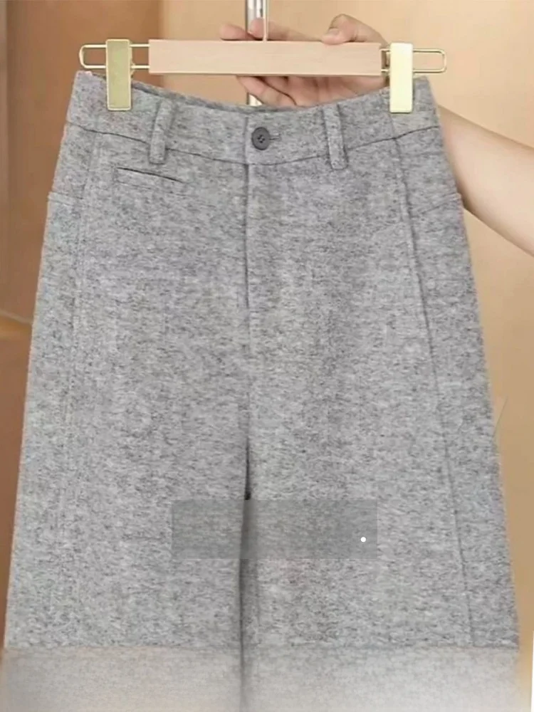 Pantaloni a vita alta con gamba larga e noodle di riso Pantaloni larghi a gamba dritta da donna Pendolarismo Sle Colore puro ket Dettaglio