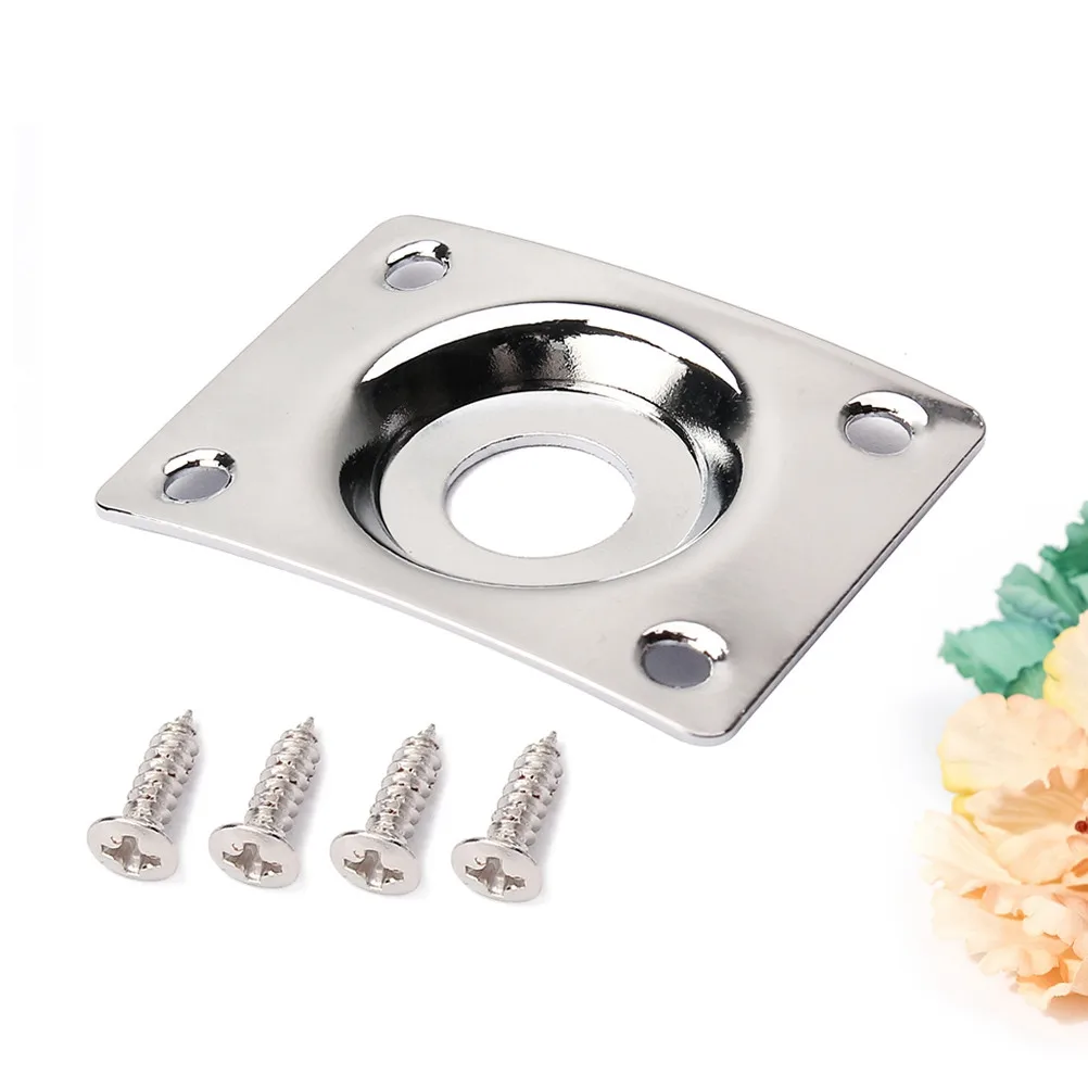 1Set Jack For Guitar Builder Plate Indented Curved Square Nickel Plated Output Input Pickup Socket Electric Bass