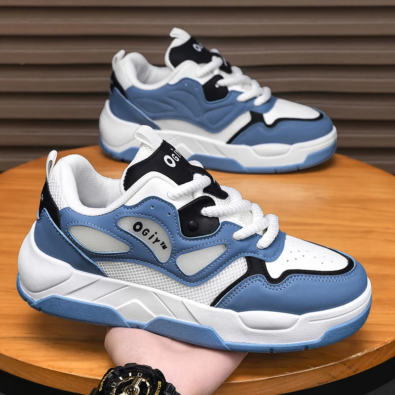 2026 Spring New Trend Men's Thick Sole Casual Shoes Fashion Anti Slip Soft Sneakers Man Outdoor Breathable Mixed Colour Footwear