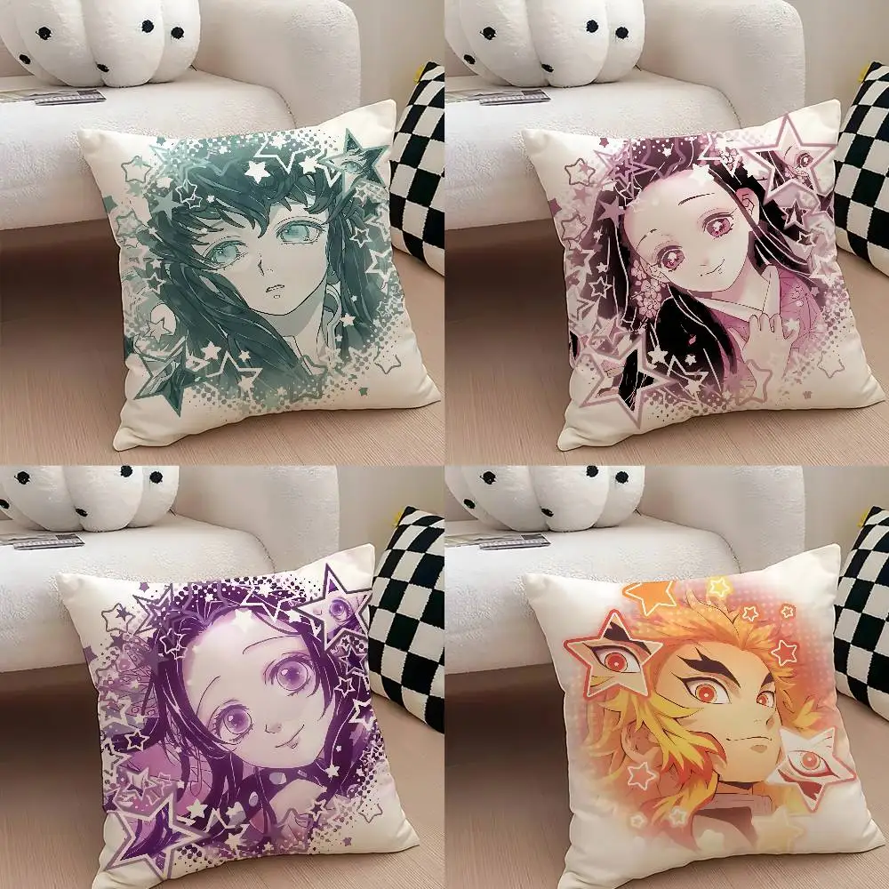 

Anime D-Demon S-Slayer Pillow Case Throw Pillow Cover Nordic Vintage Style Cushion Covers Home Living Room Sofa Couch Seat Deco