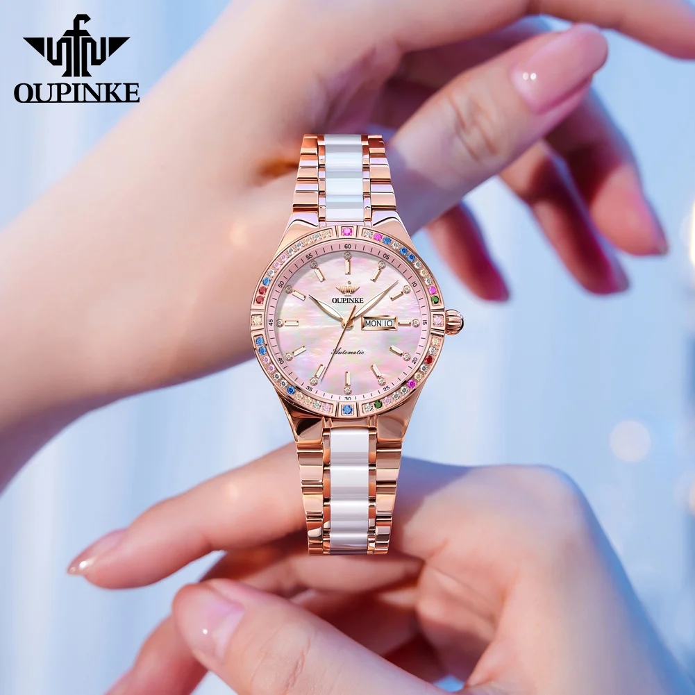 OUPINKE watches luxury women automatic mechanical watch women wristwatches 50M waterproof Luminous Gifts for women