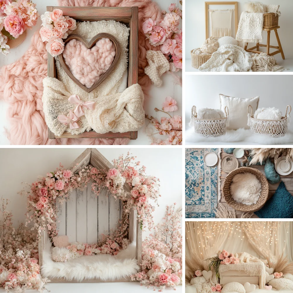 

Newborn Birthday Portrait Decor Photography Background Boho Pampas Grass Flower Baby Shower Backdrop Photo Studio Props