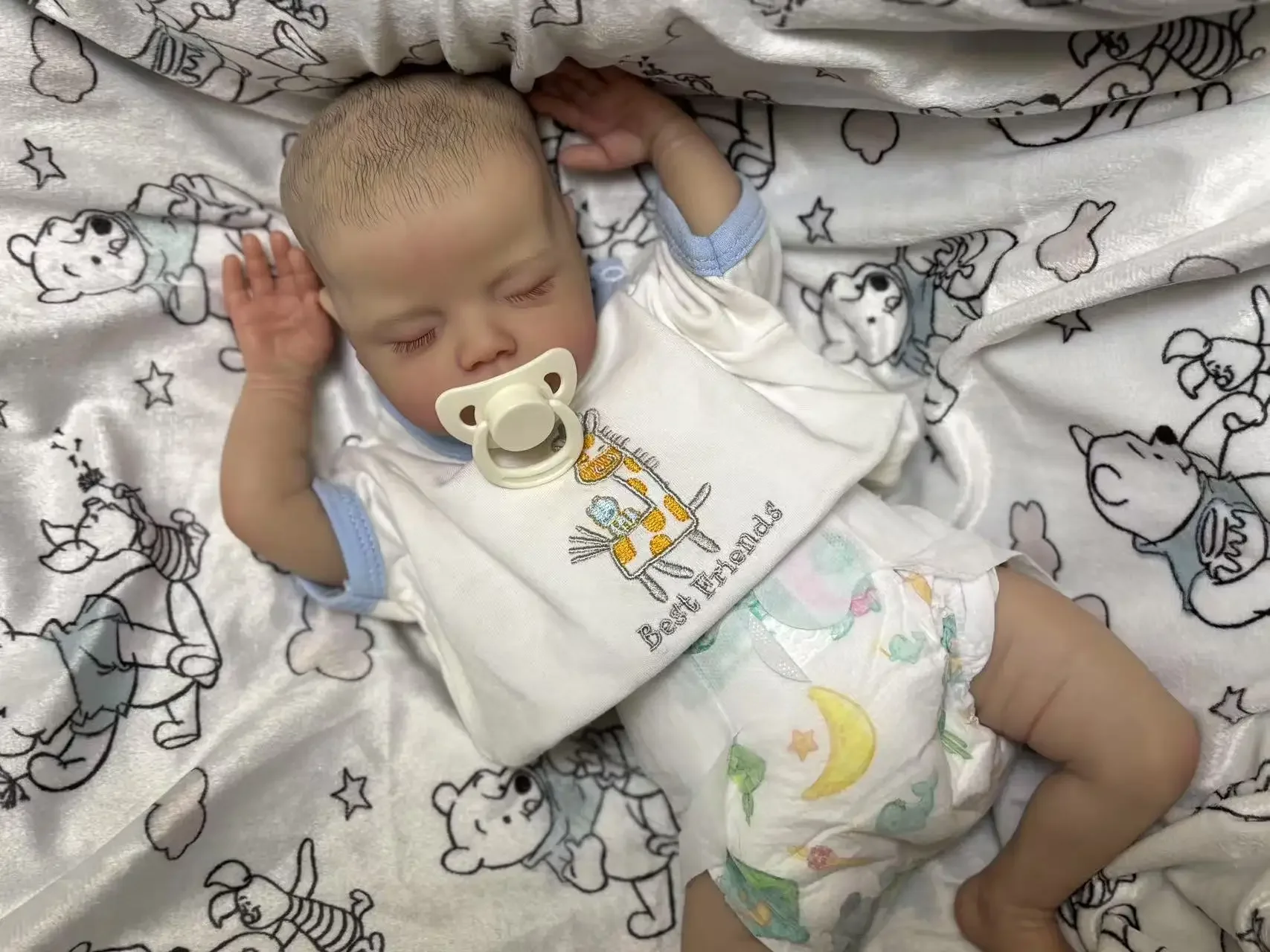 St.Store Fornecimento limitado personalizado 19 polegadas Reborn Baby Deliah com cabelo pintado boneca já finalizada com vestido fofo