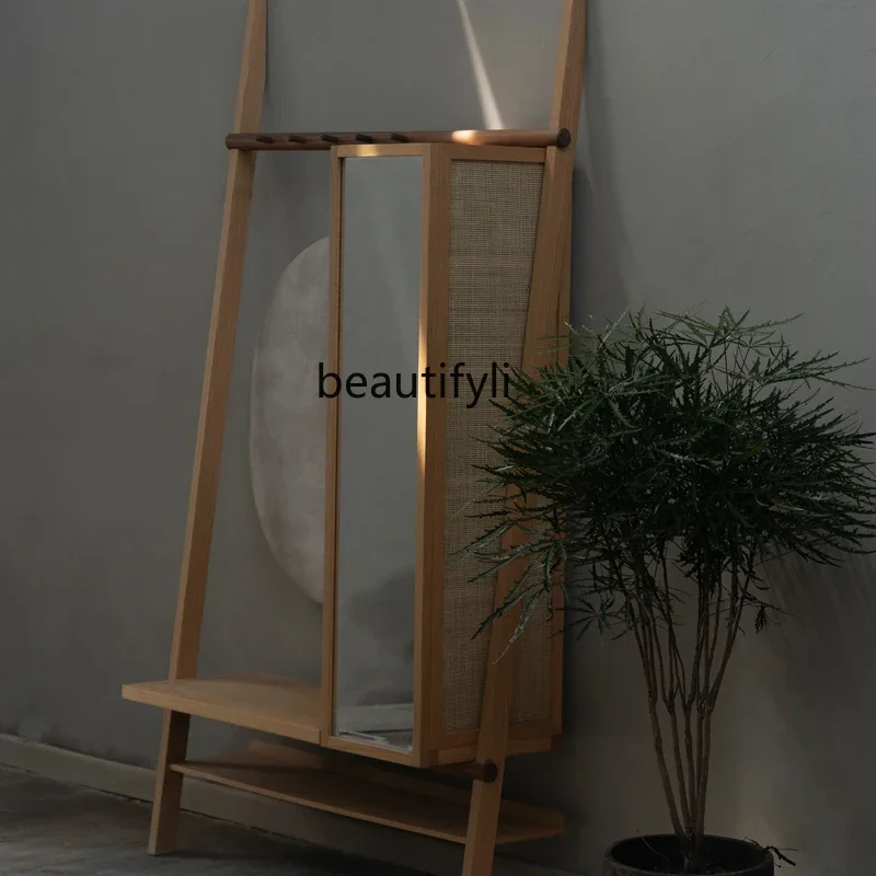 

Entryway Cabinet Rattan Soft Cover Wabi-Sabi Style Solid Wood Storage Entryway Cabinet Shoe Cabinet