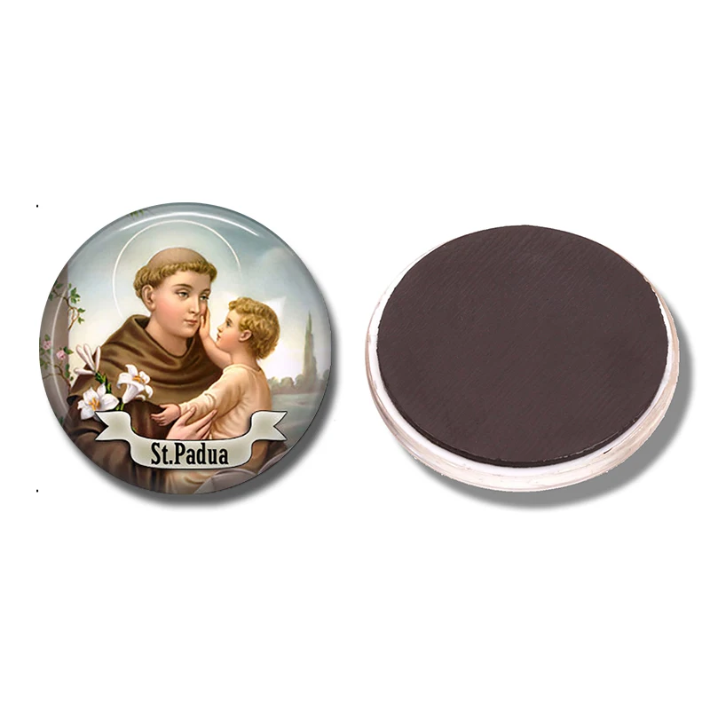 St Anthony of Padua Glass Dome Magnetic Refrigerator Sticker Note Holder 30MM Fridge Magnet Saint Religious Gift Home Decoration