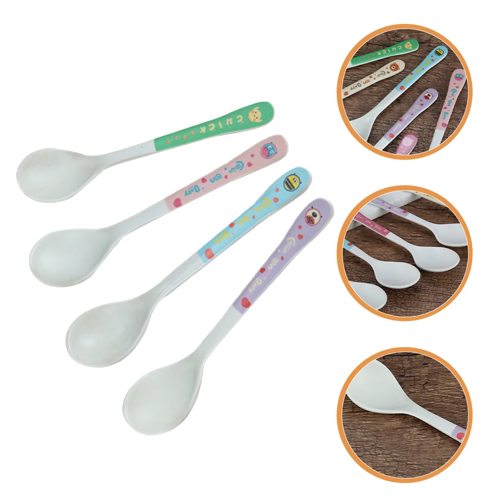 

4 Pcs Baby Spoon Kids Eating Cutlery Scoop Toddler Utensils Food Training Spoons Feeding