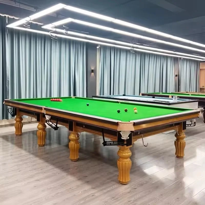 2026 12ft Standard Size World 5 Pieces Jiujiang Slate Solid Oak Wood Snooker Table with Steel Cushion and 6811 Cloth