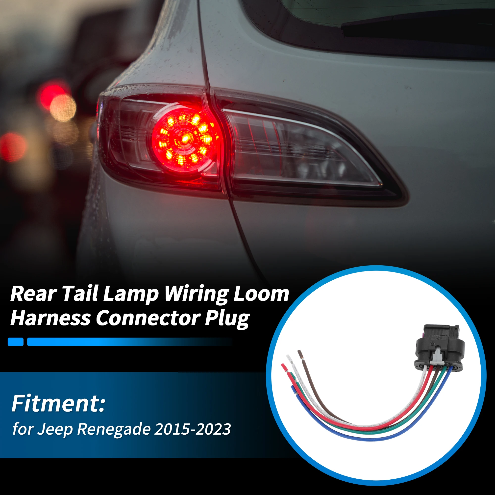 UXCELL No.68406157AA Rear Tail Light Harness for Jeep Renegade 2015-2023 6 Pin Rear Tail Lamp Wiring Harness Connector Plug 5.4