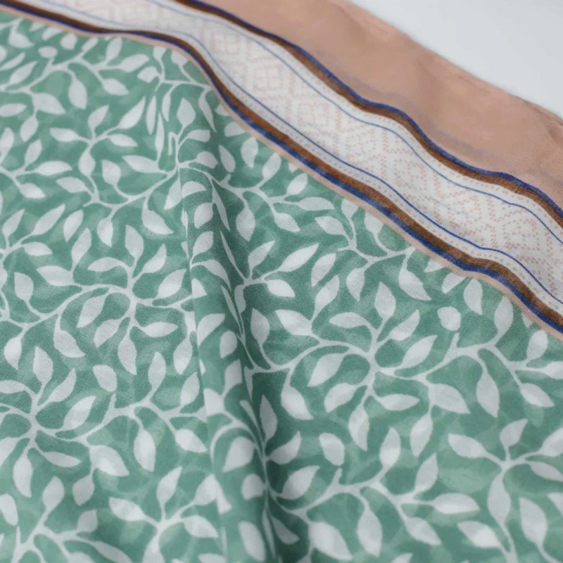 أوراق العنب الأخضر طباعة مصنع حرير بالي الحدود وشاح طويل الصيف السفر عطلة شال دافئ