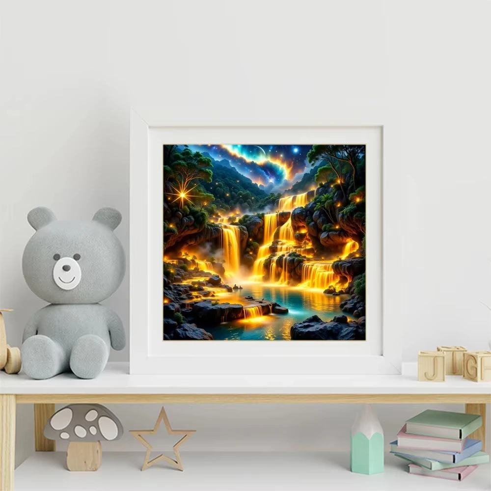 

Night Waterfall Landscape 500 PCS Jigsaw Puzzles Challenging Family Activity Games for Gameroom Bedroom Livingroom Gift