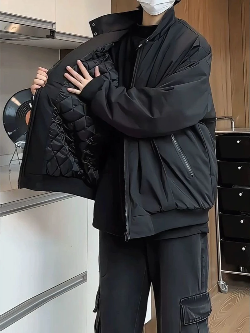 

Мужское пальто в стиле ретро в американском стиле, куртка на молнии с длинным рукавом, уличная одежда на молнии, верхняя одежда, модные осенне-зимние парки 2025 года, уличные парки с капюшоном