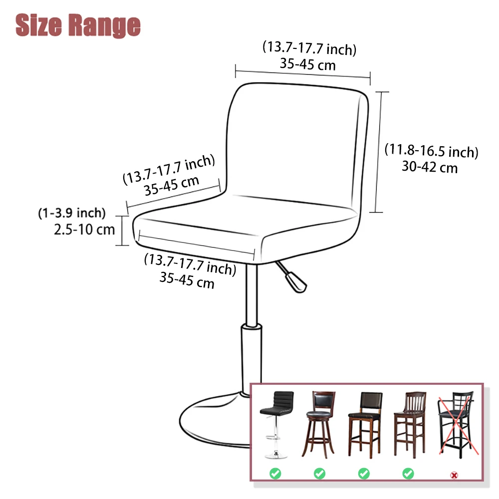 Jacquard Club Swivel Chair Cover Small Size Short Back Chair Covers for Dining Room Banquet Kitchen Stretch Stool Seat Slipcover