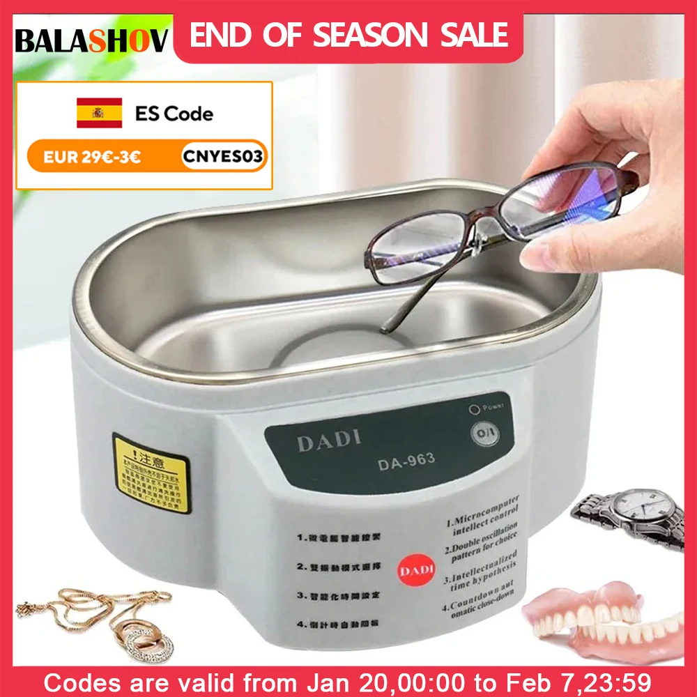 30W Ultrasonic Cleaner Glasses Cleaner 500ml High Frequency Ultrasound Washing Cleanser Bath for Jewelry Cleaning Machine