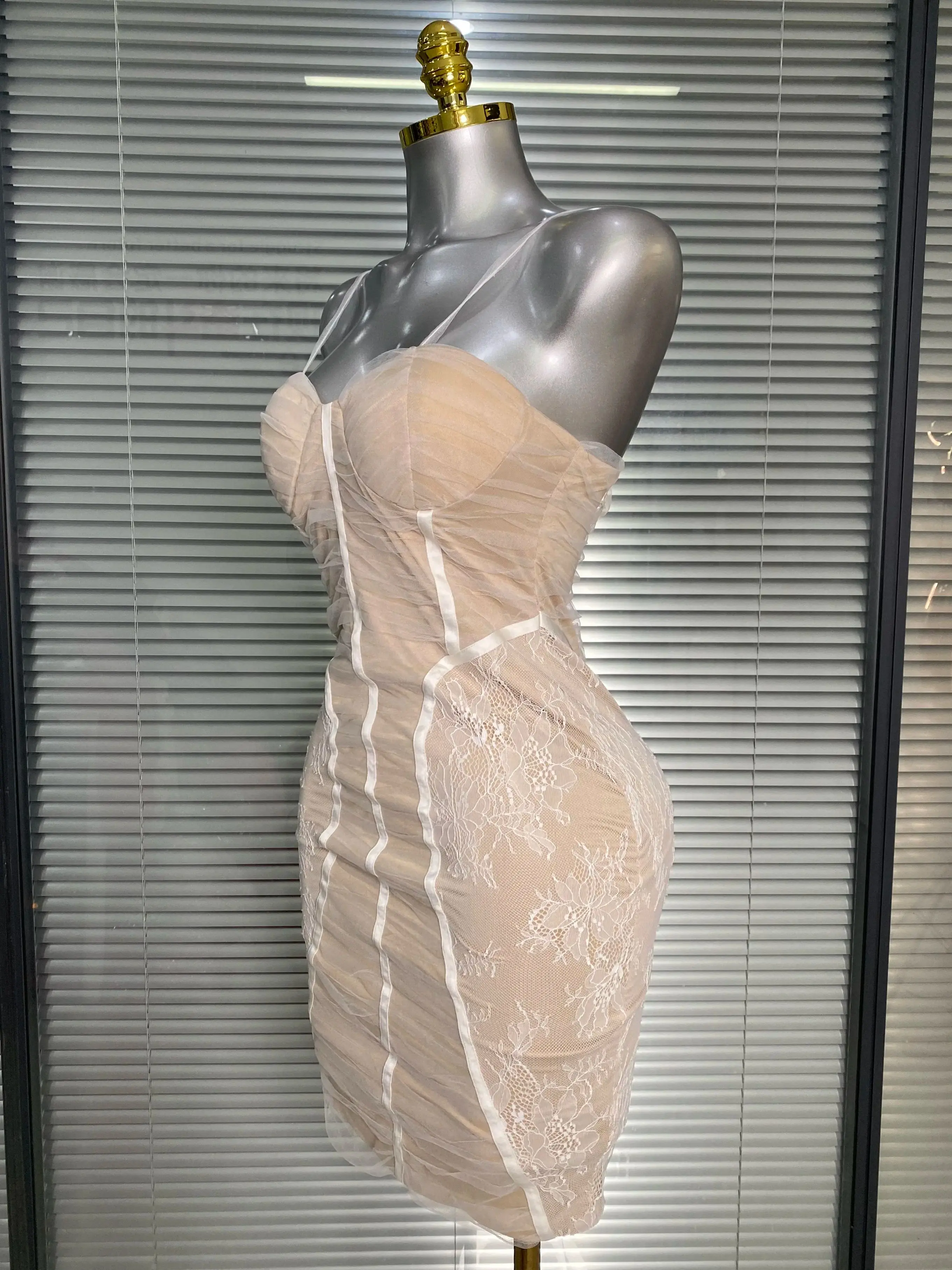 Women Sexy Mesh Sleeveless Pure Color Princess Mini Birthday Dress Party Nightclub Outfit Performance Costume