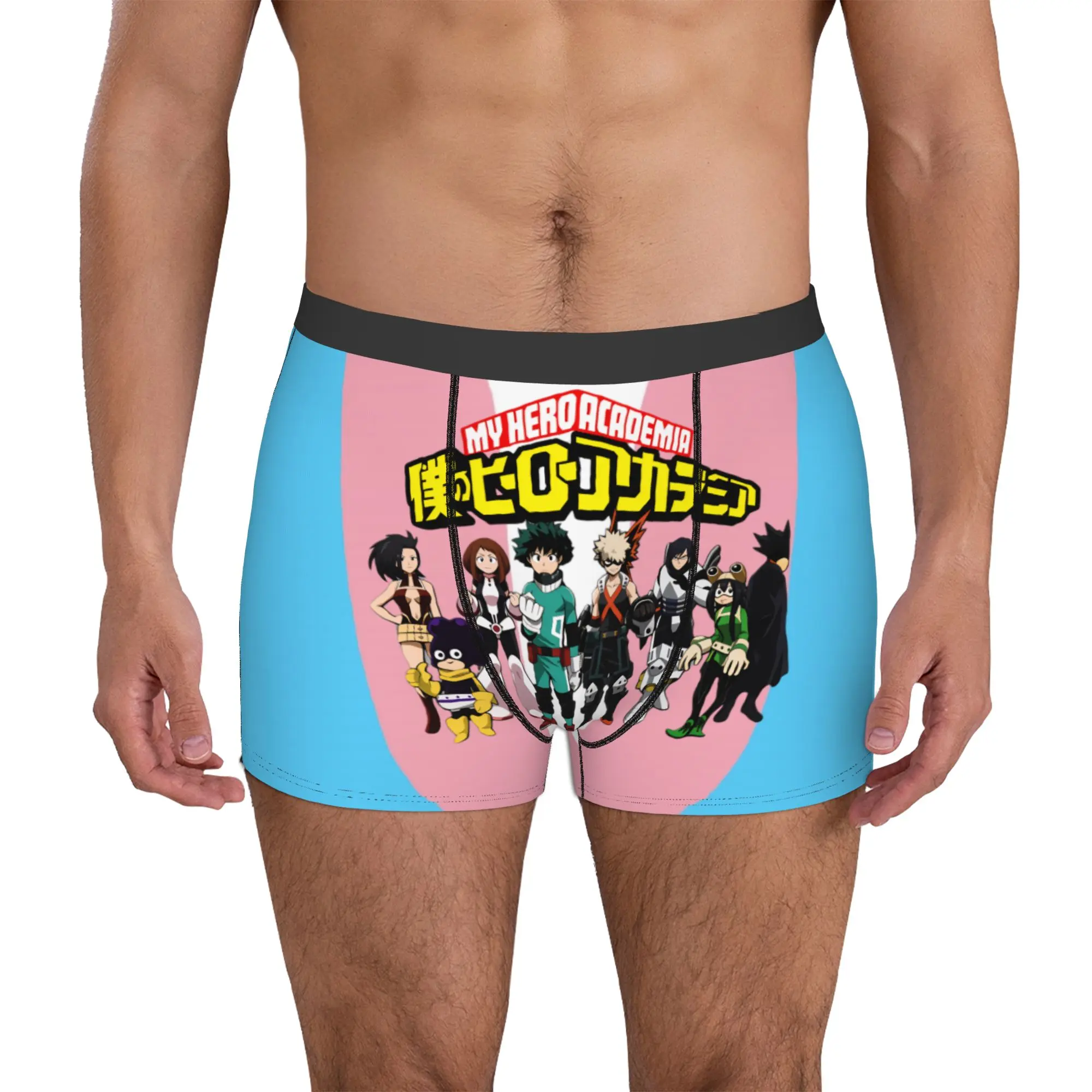 My Hero Academia Trans Pride Flag Drip Boxer Shorts For Homme Lesbian LGBT Gay Pride Underwear Panties Briefs Stretch Underpants