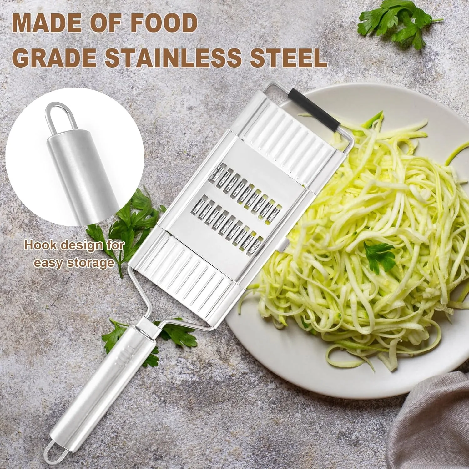 4 in 1 Multi-Purpose Vegetable Slicer Cuts Set, Mandolin Slicer, Vegetable Chopper with Handle, Steel Grater and Slicer, Vegetable Cutter, Cheese Graters, for Garlic, Cabbage, Carrot, Potato, Salad
