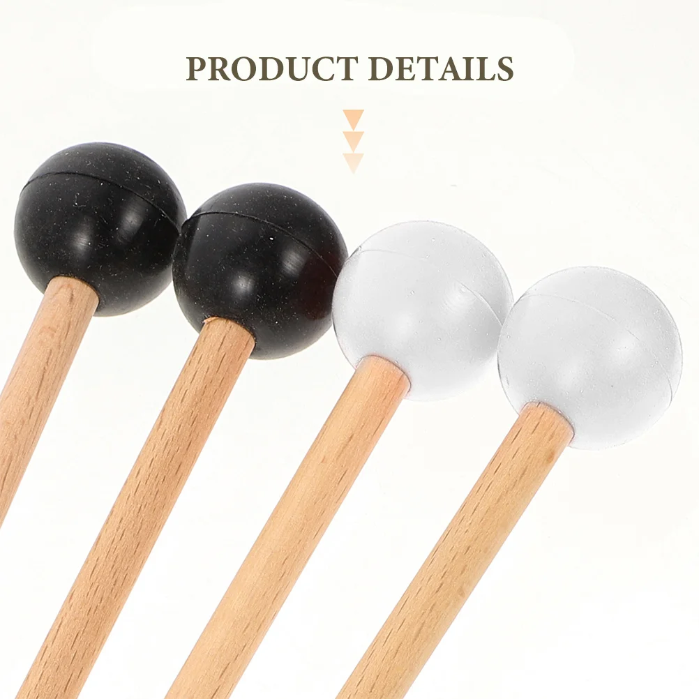 

2 Pairs Xylophone Hammer Mallets Drum Tongue French Marimba Drumstick Rubber Percussion Baby Drumsticks