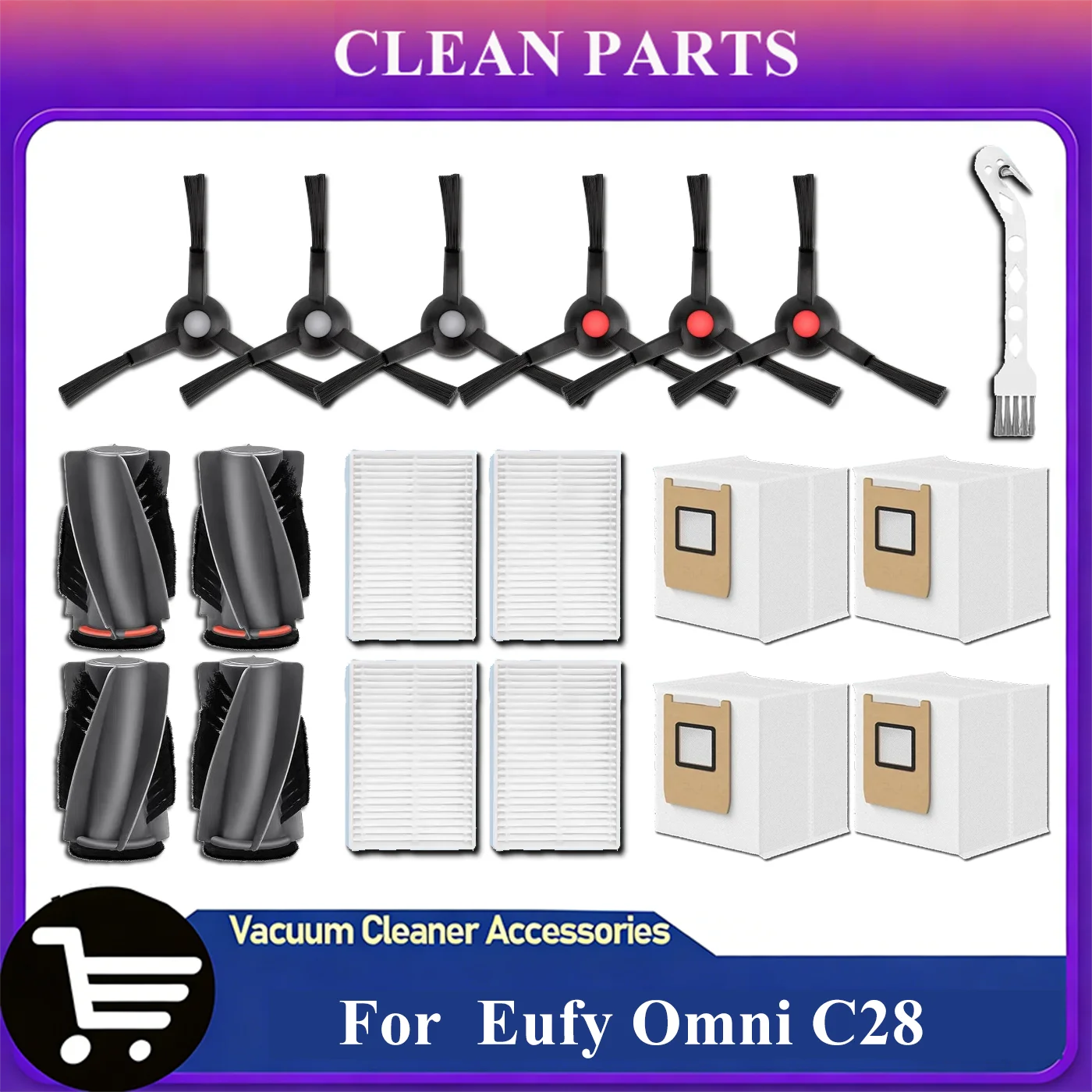 Fit For ( Eufy Omni C28 / Omni X12 Pro ) Main Side Brush Filter Dust Bag Replacement Spare Parts Accessories