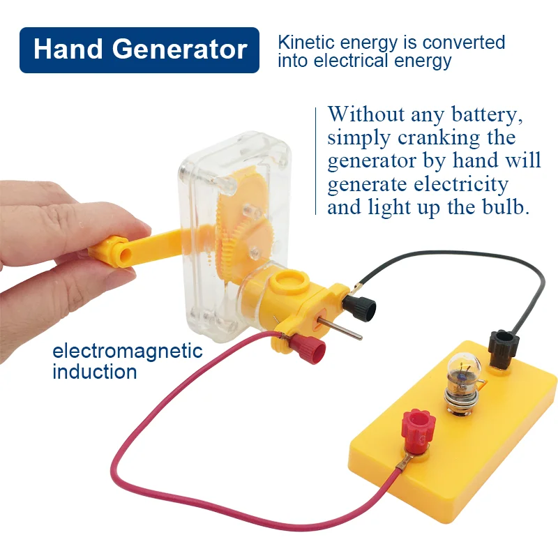 9 Esperimenti elettrici di fisica Set Kit circuito elettrico per studenti Sussidi didattici per laboratorio Generatore manuale Elettromagnete