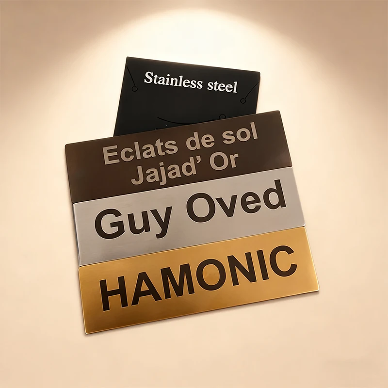 

7*2cm Adhesive Mailbox Badge Custom Text All Language Stainless Steel Name ID Text Logo Personalized Magnet Door Mail Box Brooch