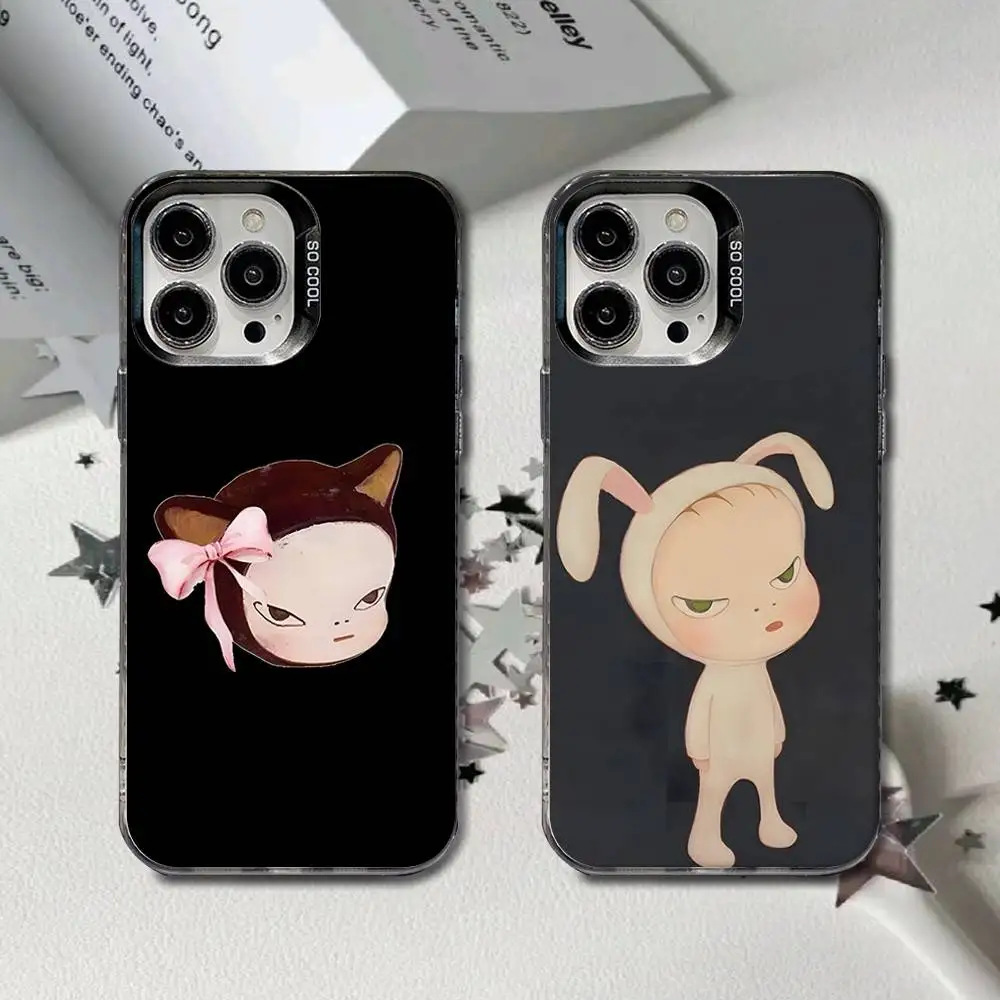 

Cute Y-Yoshitomo Nara Phone Case For iPhone 16,15,14,13,12,11,8,7,Pro,Max,Plus,Mini,XS,SE Black Matte Hard