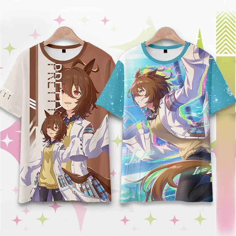Camisetas de juego japonés Umamusume Agnes Tachyon, camiseta de Anime para hombres y mujeres, camiseta de manga corta, camisetas de talla grande
