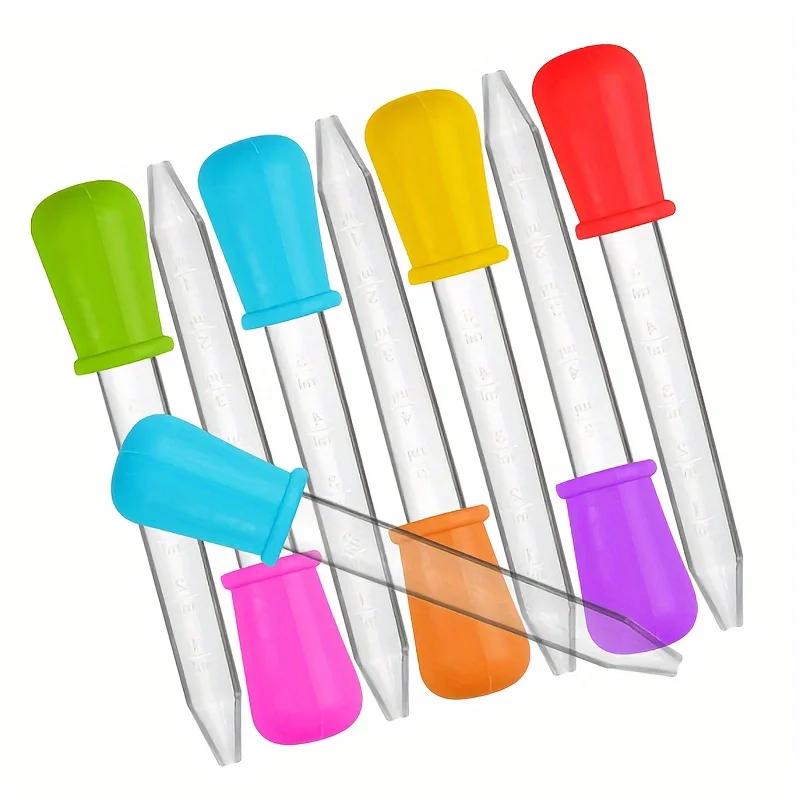 5pcs Small Silicone Plastic Pipette Dropper Feeding Medicine Liquid Eye Ear Pipette Dropper School Lab Experiment Supplies