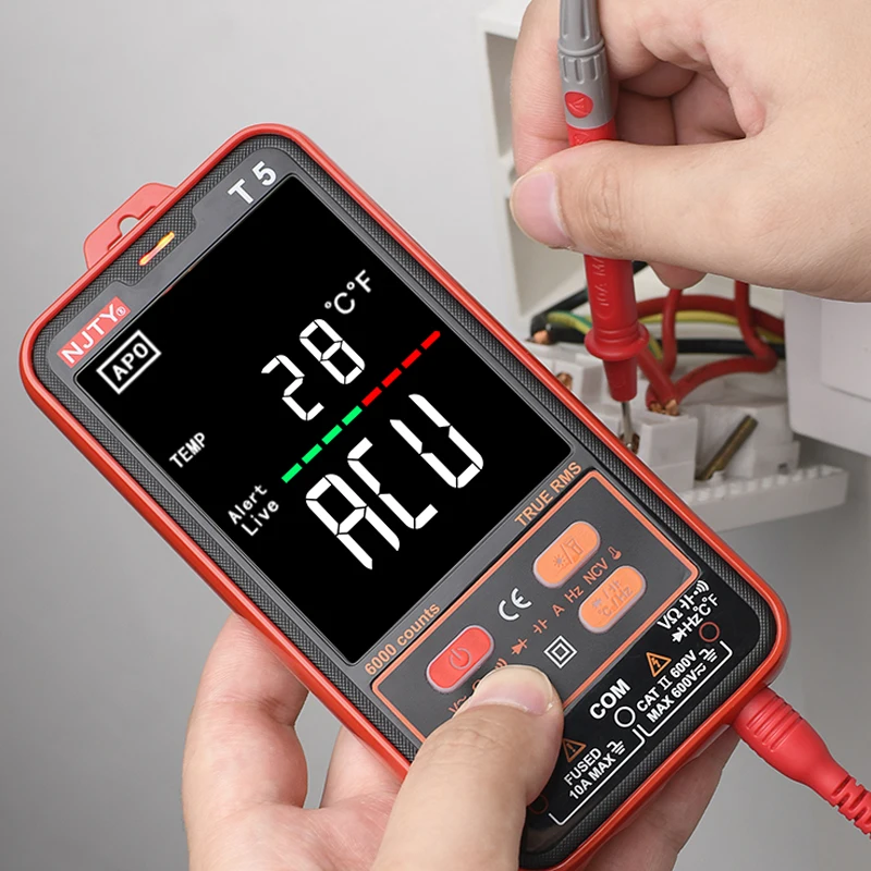 NJTY T1 Pocket Smart Mini Multimeter Digital Automotive Tester TrueRMS NCV 600VAC DC Voltage Tester Portable Electric Multimeter