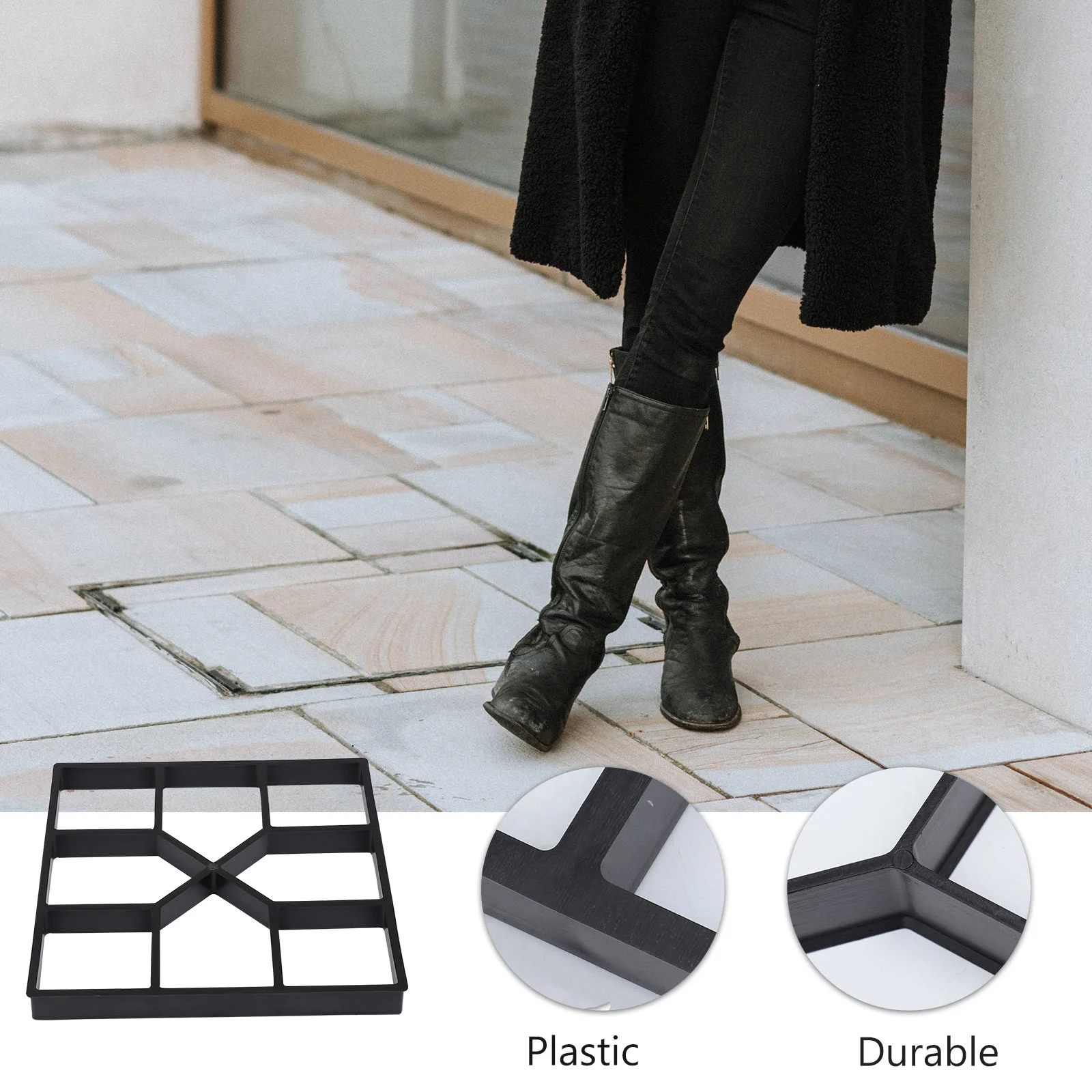 2pcs DIY Paving Mold Floor Mould Flooring Stepping Stone Pavement Cement Brick Tile Path Maker Plastic Paver Practical DIY Mod