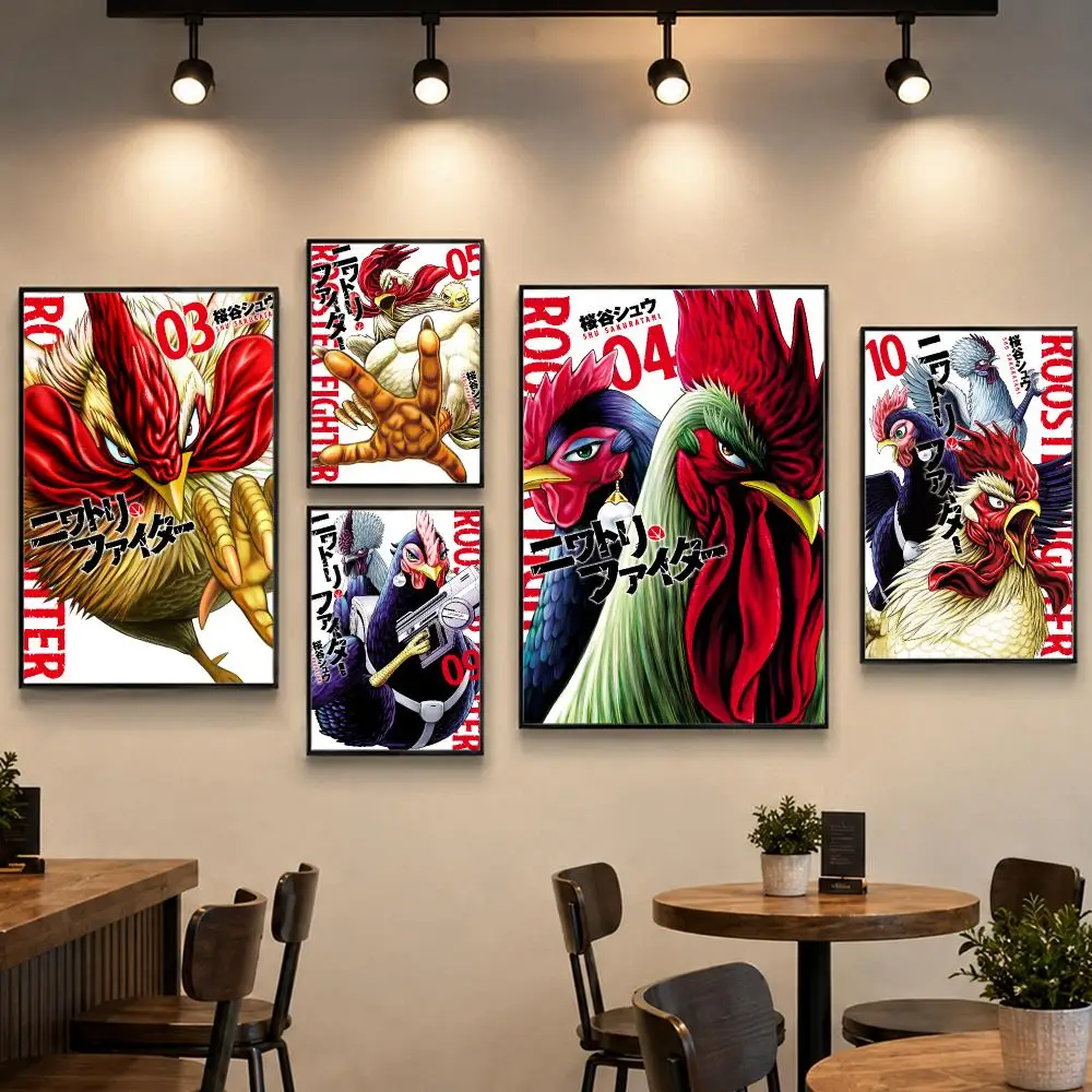 Manga R-Rooster Fighter Poster PP Paper Decorative Wall Art for Living RoomsBedrooms Bars Cafes Stylish Home Decor Gift