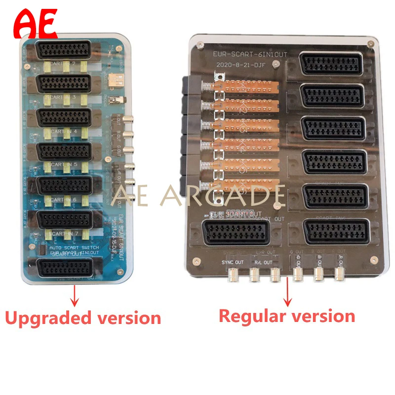 2022 Upgrade Version 6 IN 1 OUT Automat Switcher 6 Way SCART IN and 1 Way OUT SCART EU Output  JP SCART Output