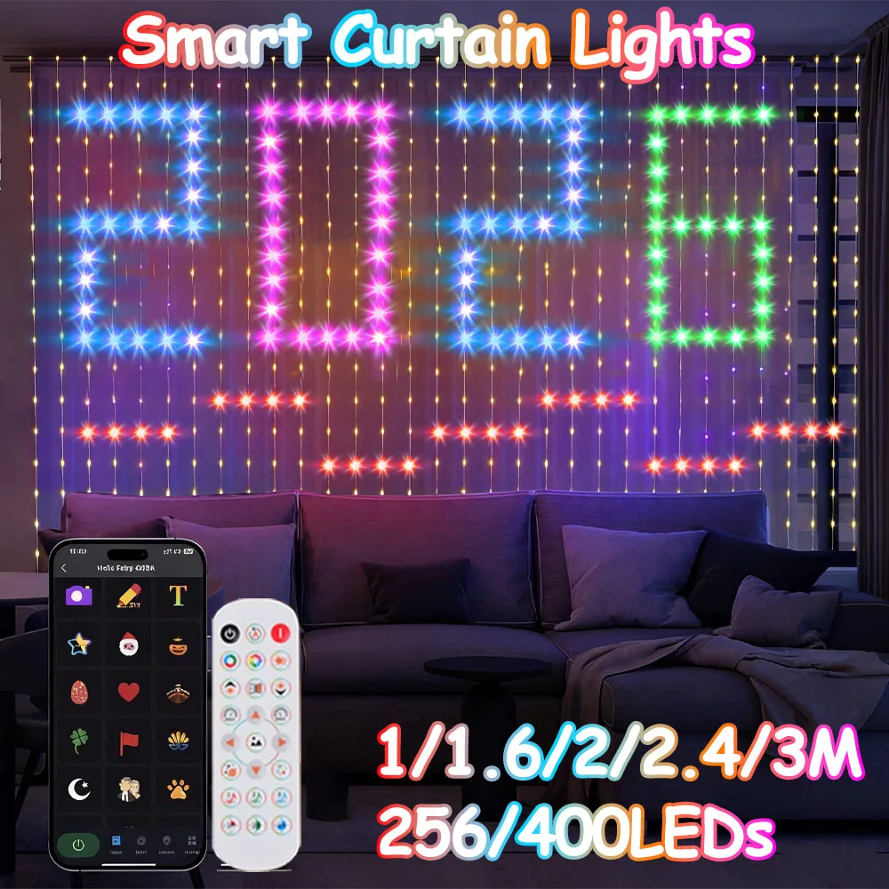 2*2 متر 400LED واي فاي أضواء الستار الذكية مع أليكسا جوجل المنزل APP التحكم IP65 مقاوم للماء في الهواء الطلق عيد الميلاد ضوء للديكور المنزل #1