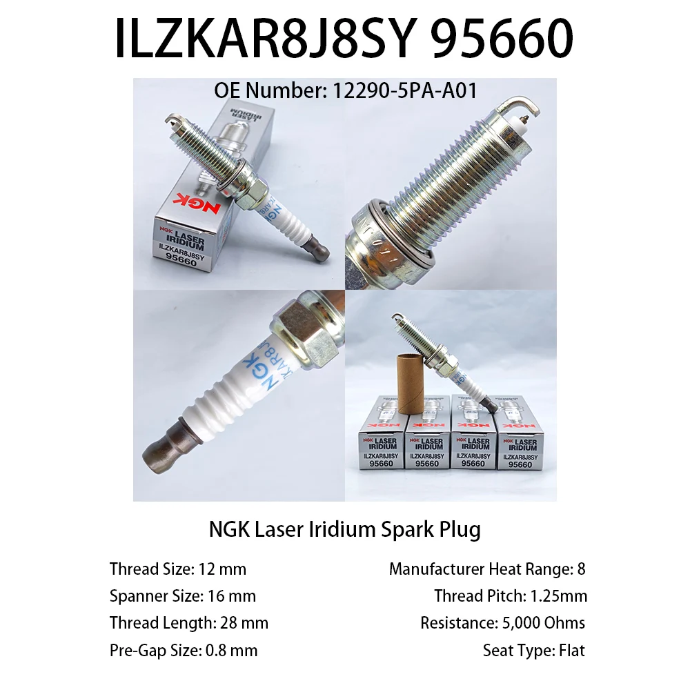 4pcs Original NGK Laser Iridium Spark Plug ILZKAR8J8SY 95660 OE 122905PAA01 31673604 31380014