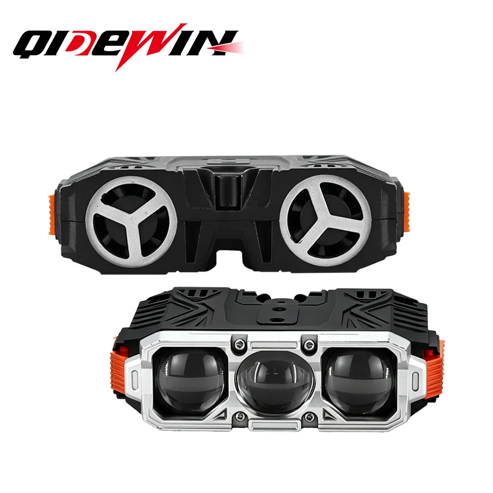 Qidewin Triple Lens LED Spotlight 300W Solenoid Beam Switching LED Headlight Universal Car Motorcycle Grille Light Accessories