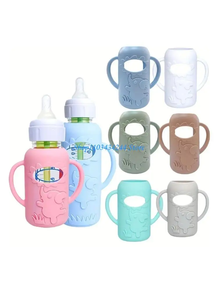 

Термостойкий силиконовый чехол для детской бутылочки для Brown, стеклянные бутылочки, защита от ударов, падение, ручка, 4