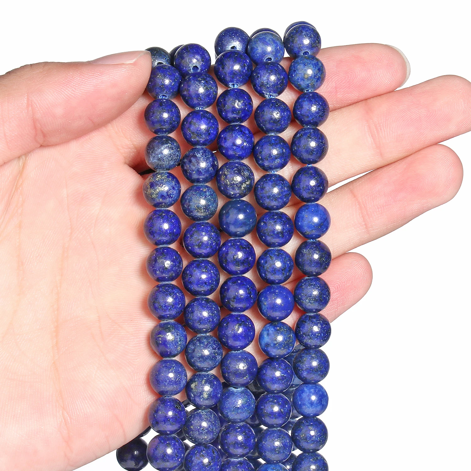 Großhandel Lapislazuli-Steinperlen 4mm 6mm 8mm 10mm 12mm Runde Lose Perlen für Schmuckherstellung DIY Armband-Zubehör – Detail 1