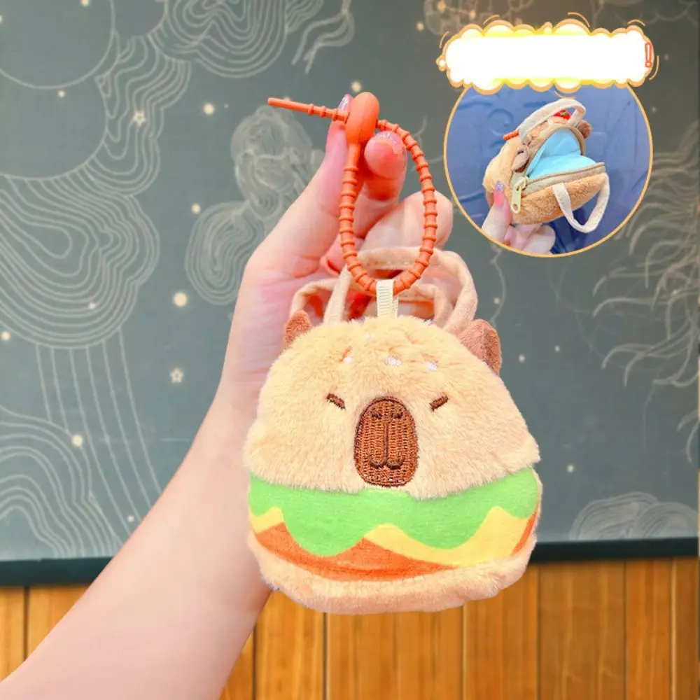 Capybara Capybara Plush Coin Purse Hamburg Stuffed Capybara Plush Keychain Animal Bathe Capybara Plush Wallet Backpack Decor