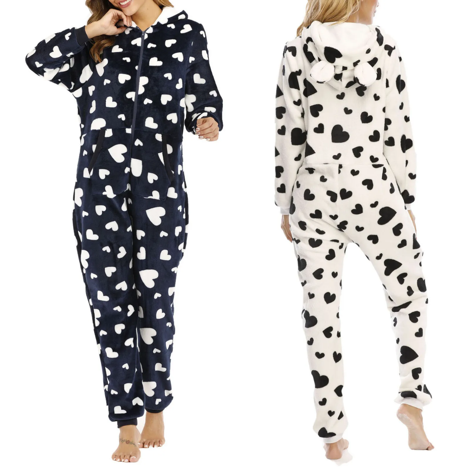 Warm Onesies Jumpsuit Pajama Casual Soft Sleepwear Hooded Nightwear Comfortable Women Flannel Homewear 2024 Home Outfit Wear