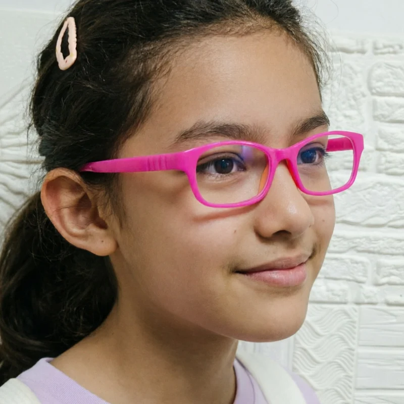 

High end quality flexible hinge less rectangle environmental prescription durable eyeglasses with elastic cord for kids 299