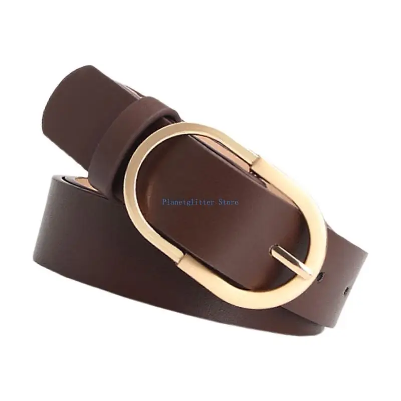 

652B Stylish PU Leather Belt Trendy Women's Waist Band with Gold Buckle Decoration For Jeans Trousers Dress Decorative Sash