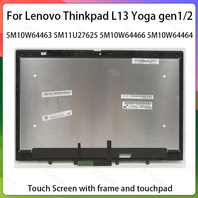 13.3 For Lenovo Thinkpad L13 Yoga 1st Gen 2nd Gen 1/2 Screen LCD Display Touch Panel Assembly 20R5 20R6 5M10W64463 20SX0010CD