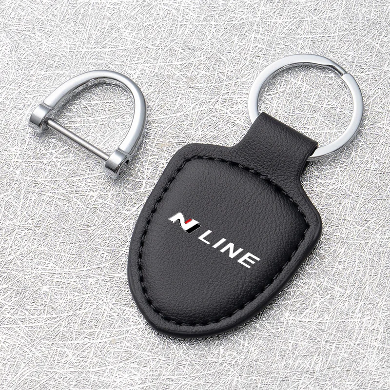 Leather Car Keychain Promotional Gift with Logo Keychain For Hyundai Nline i30 Kona Tucson Sonata Elantra Veloster Accessories - view 3