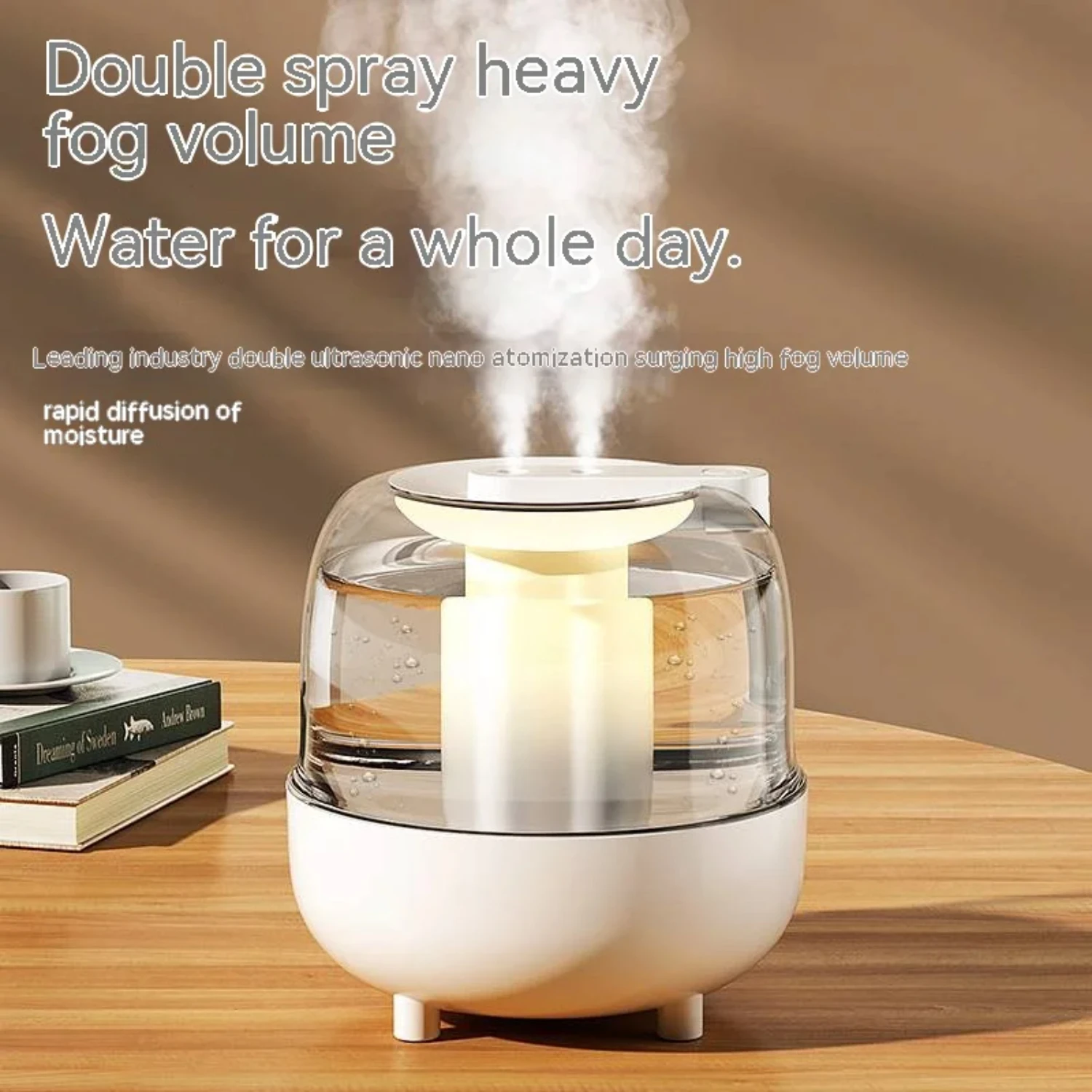 New Large Capacity 4L Cool Mist Air Humidifier with USB Diffuser for Bedroom Plants Purifier - Advanced Mute Double Spray Techno