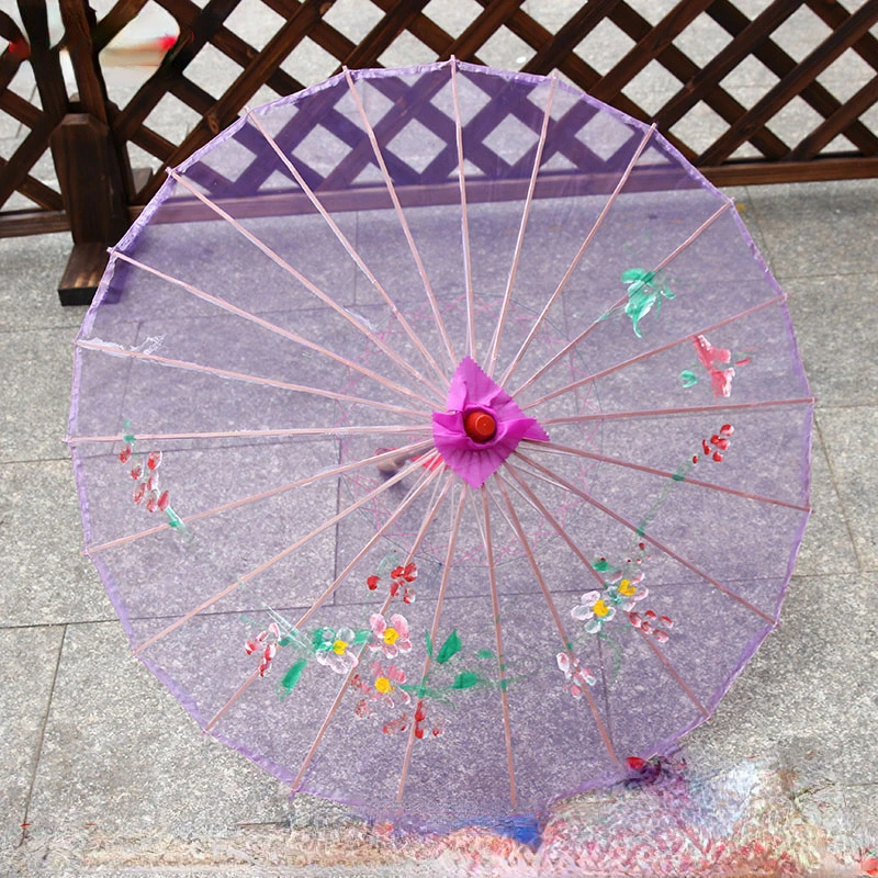 New 1 pc/lot 78cm Handmade painted flower design Silk Umbrella 7 colors Wedding party decorative Performance Prop Dance Umbrella