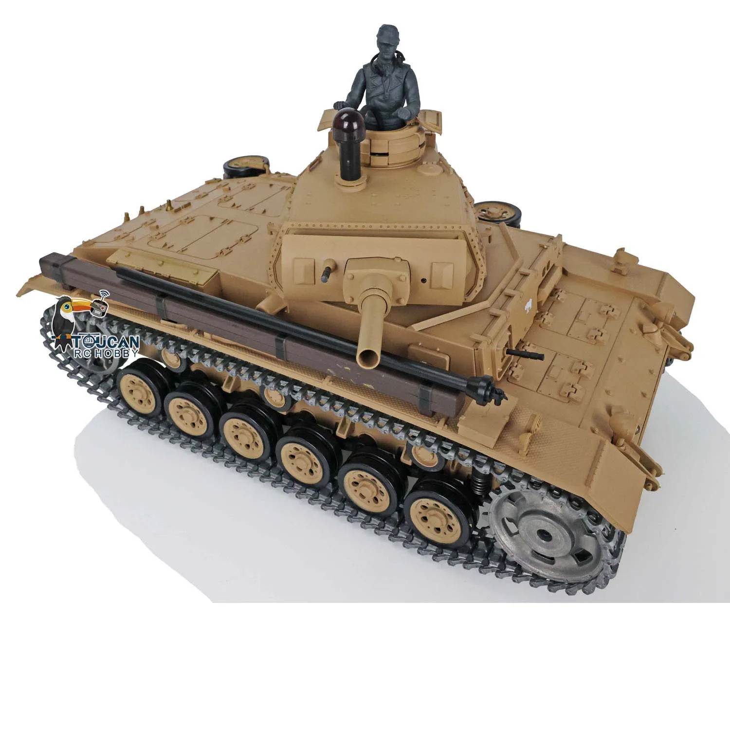 HENG LONG 1/16 Escala 7.0 Tanque RC Panzer III H RTR mejorado 3849 W/ 360 °   Torreta Caja de cambios de metal para fumar BB Shoot Cars TH17367