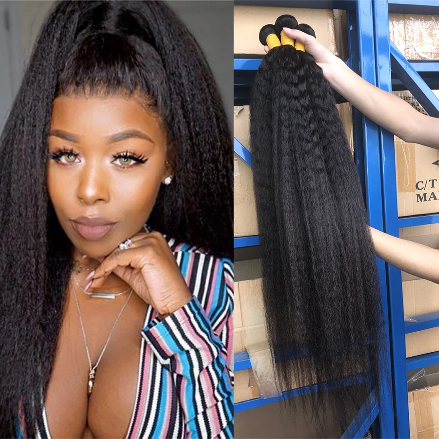 MISSANN 24 26 28 30 32 Kinky Straight Hair Bundles Wholesale Human Hair Kinky Straight Bundles Indian Hair Sew-in Hair Weaves
